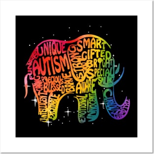 Unique Elephant Cute Autism Awareness Gift Posters and Art